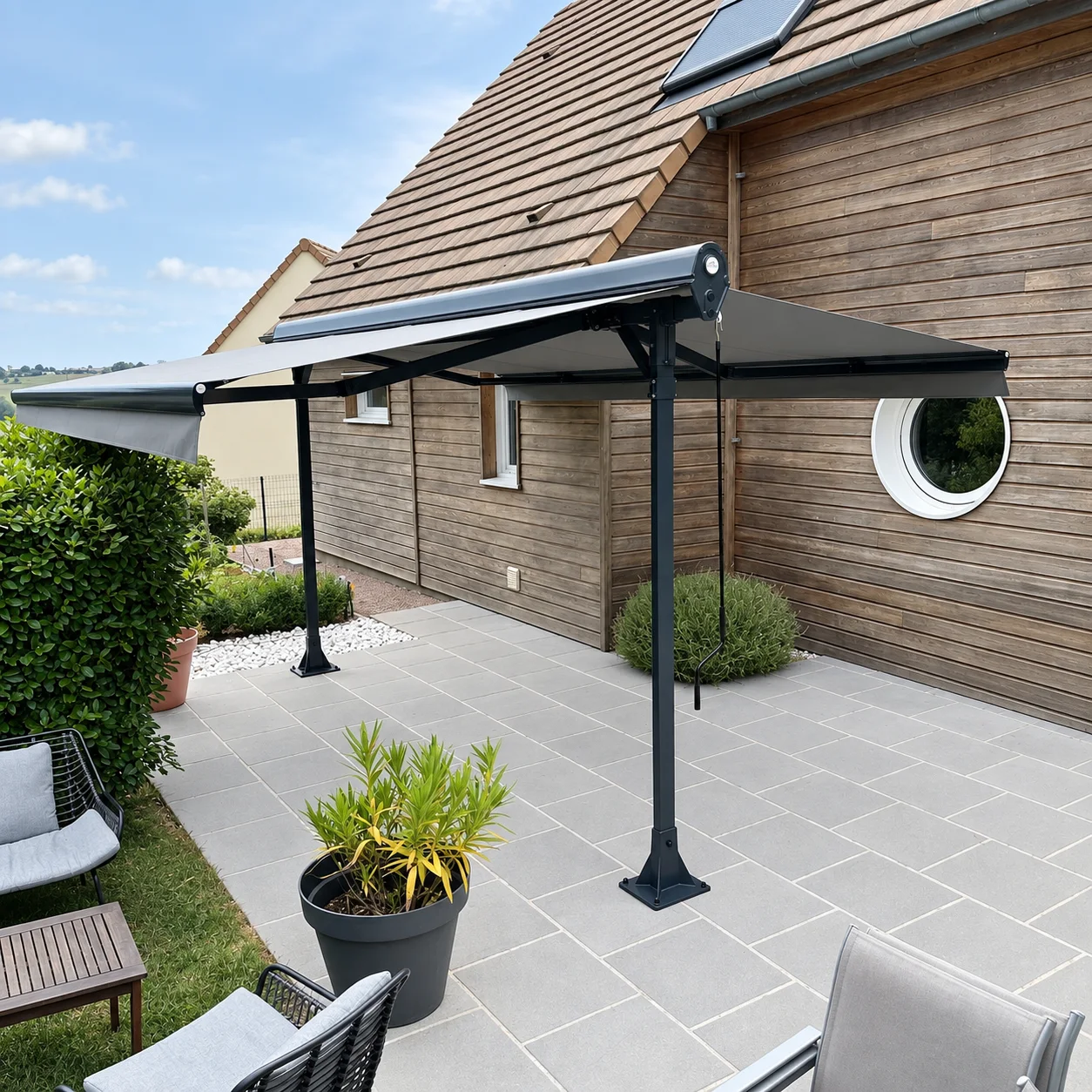 Double-pente pour terrasse