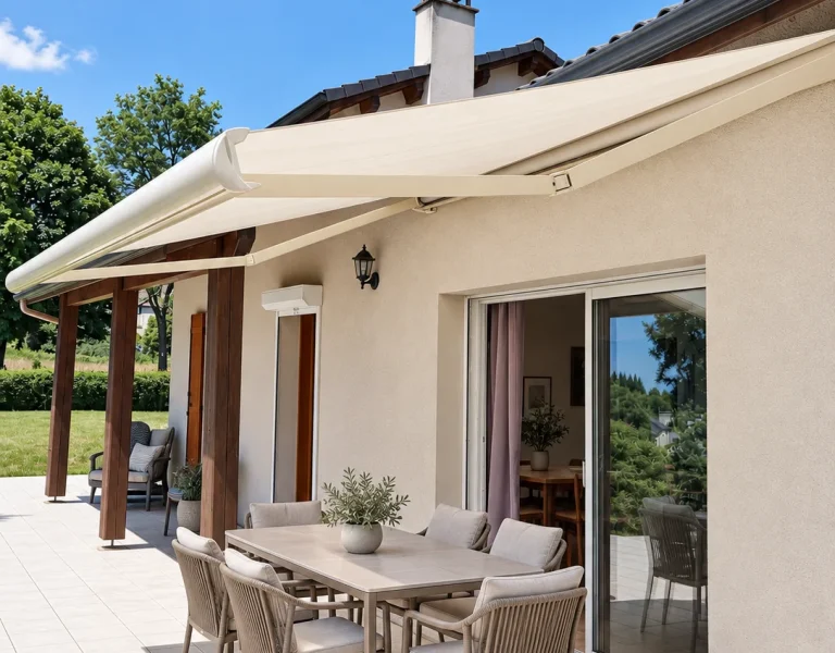 Banne beige pour terrasse —
